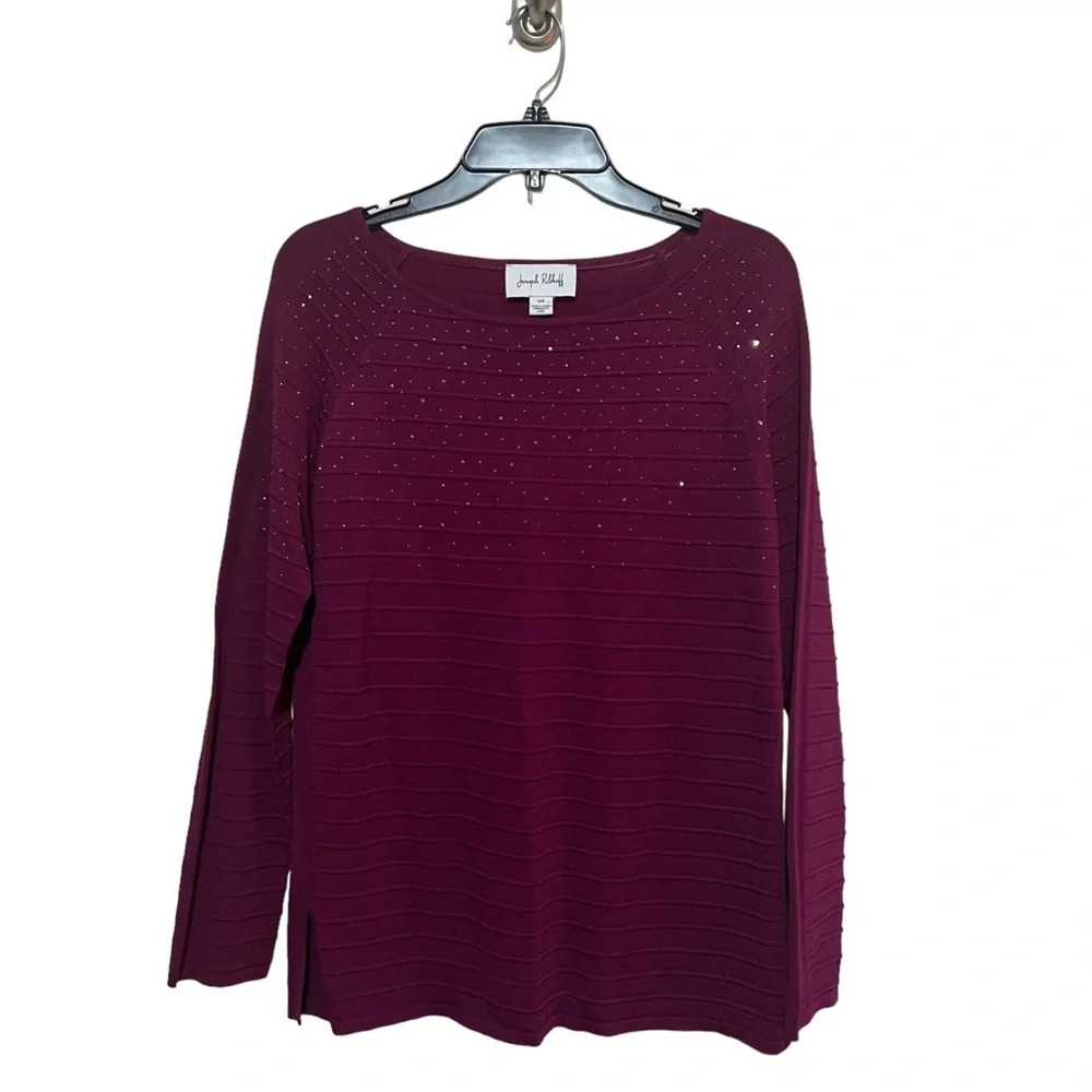 Joseph Ribkoff Embellished Vineyard Knit Top Blouse Shirt Women’s S